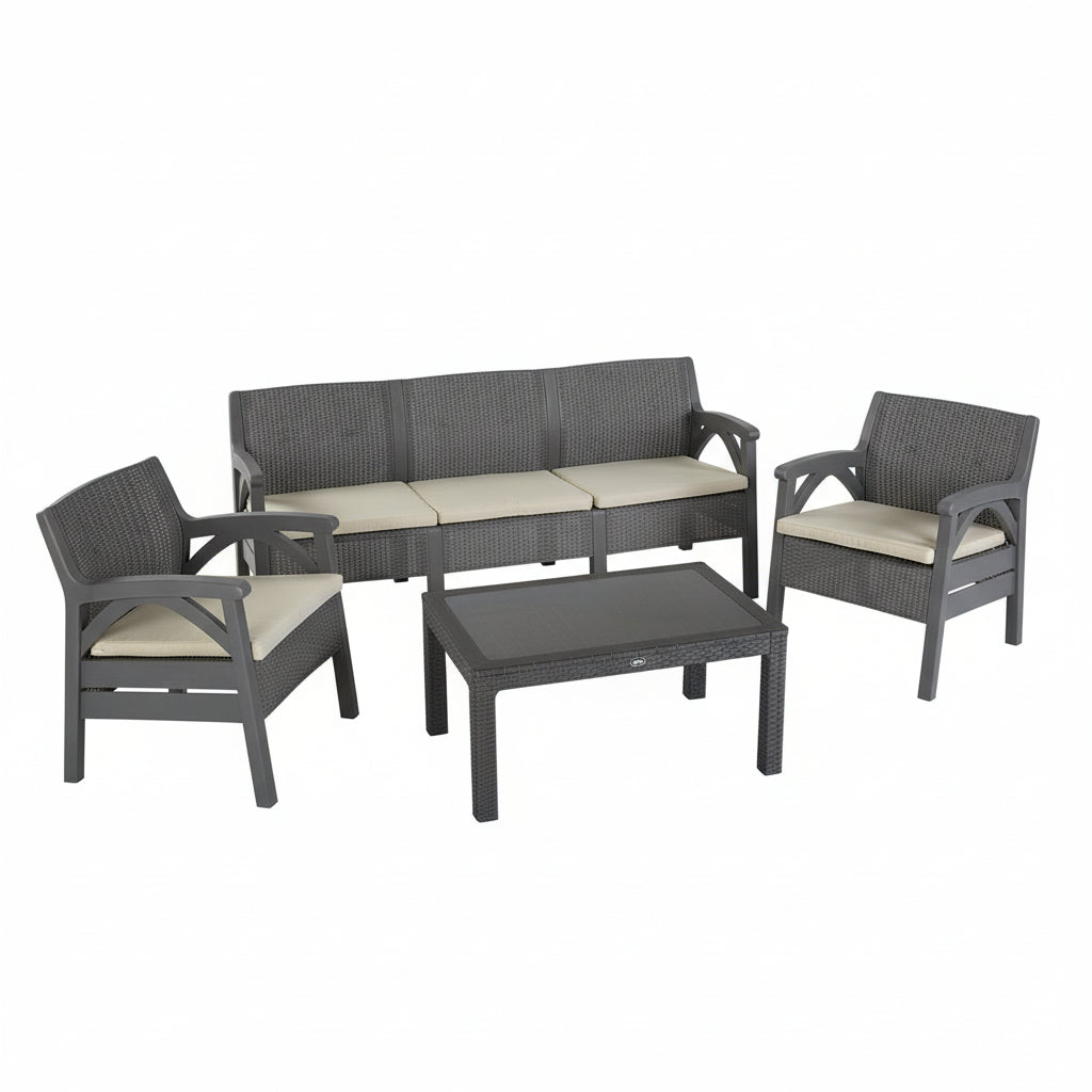 Outdoor Rattan Garden Set – Seating for 5 Persons