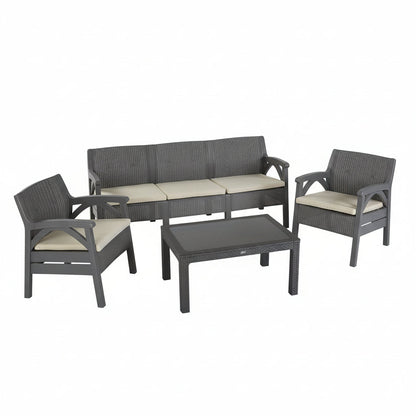 Outdoor Rattan Garden Set – Seating for 5 Persons