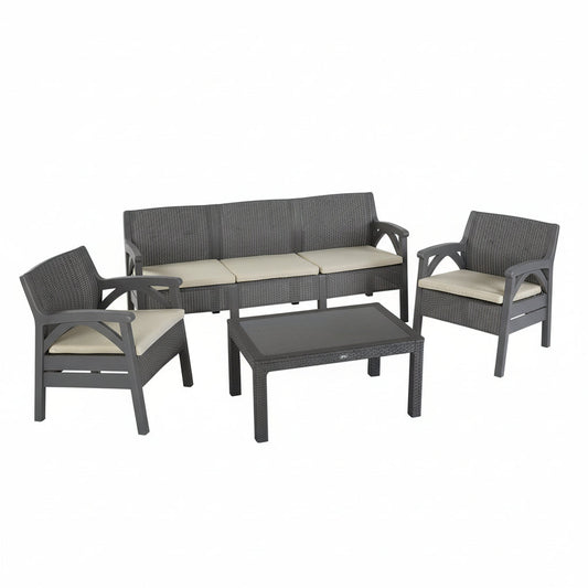 Outdoor Rattan Garden Set – Seating for 5 Persons
