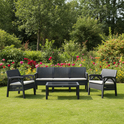Outdoor Rattan Garden Set – Seating for 5 Persons