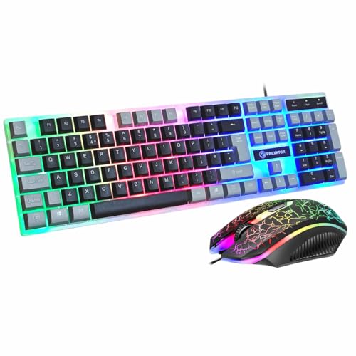 RGB Gaming Keyboard & Mouse Set – LED USB, Compatible with PC, Laptop, Xbox One, PS4 & PS5