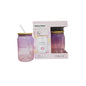 Drinking Glass With Straw & Wooden Lid 480ml