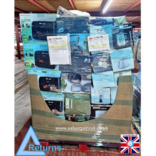 Wholesale Electrical Appliances Returns Pallet – 76 Items, Air Fryers, Kettles, Fans, Microwaves & More (Mixed Brands, Lot No. 2576060)