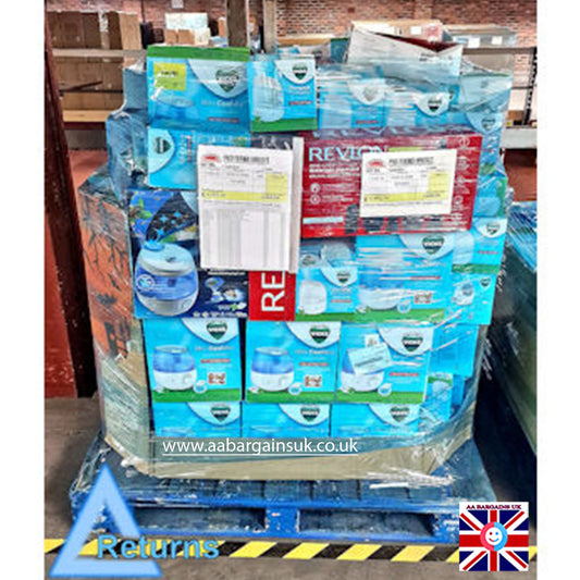 Wholesale Returns Pallet – Vicks Humidifiers, Steamers, Diffusers & Revlon Hair Stylers, 132 Items (Lot No. 208705)