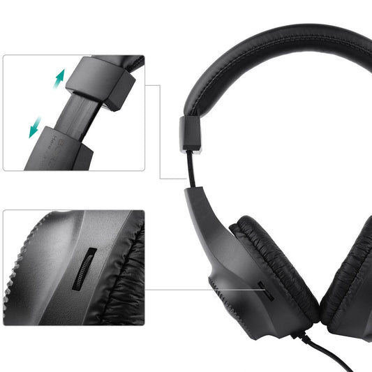 Wired Over-Ear Headphones – 50mm Driver, 6.5mm Plug for Guitar, Piano & Mixer