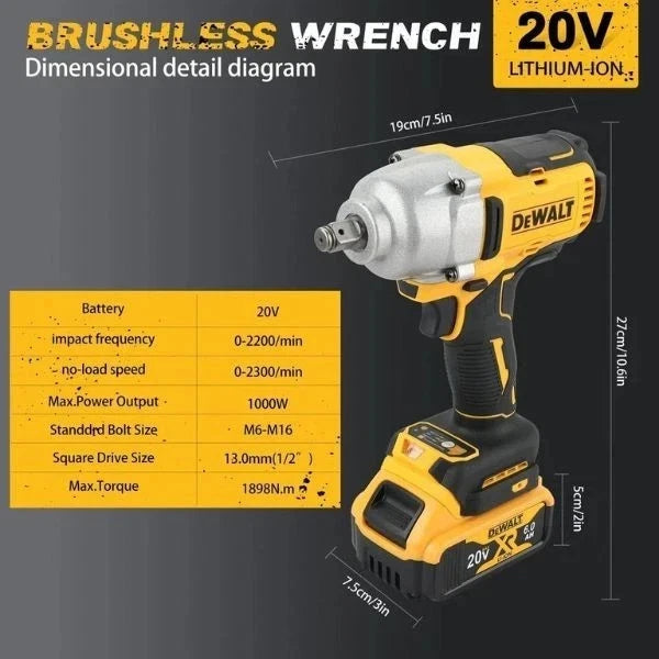 DeWALT DCF900 20V Brushless Impact Wrench 1/2" 1898Nm High Torque Cordless