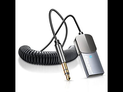 Essager EB01 Bluetooth 5.0 AUX Adapter – Wireless Car Receiver, USB to 3.5mm with Mic
